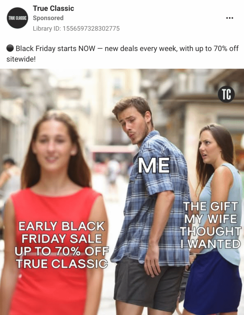 Meme style facebook ad